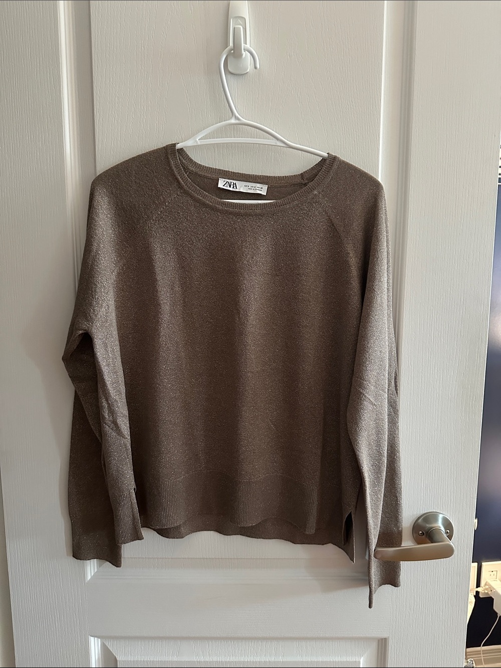 Zara metallic thread long sleeve sweater